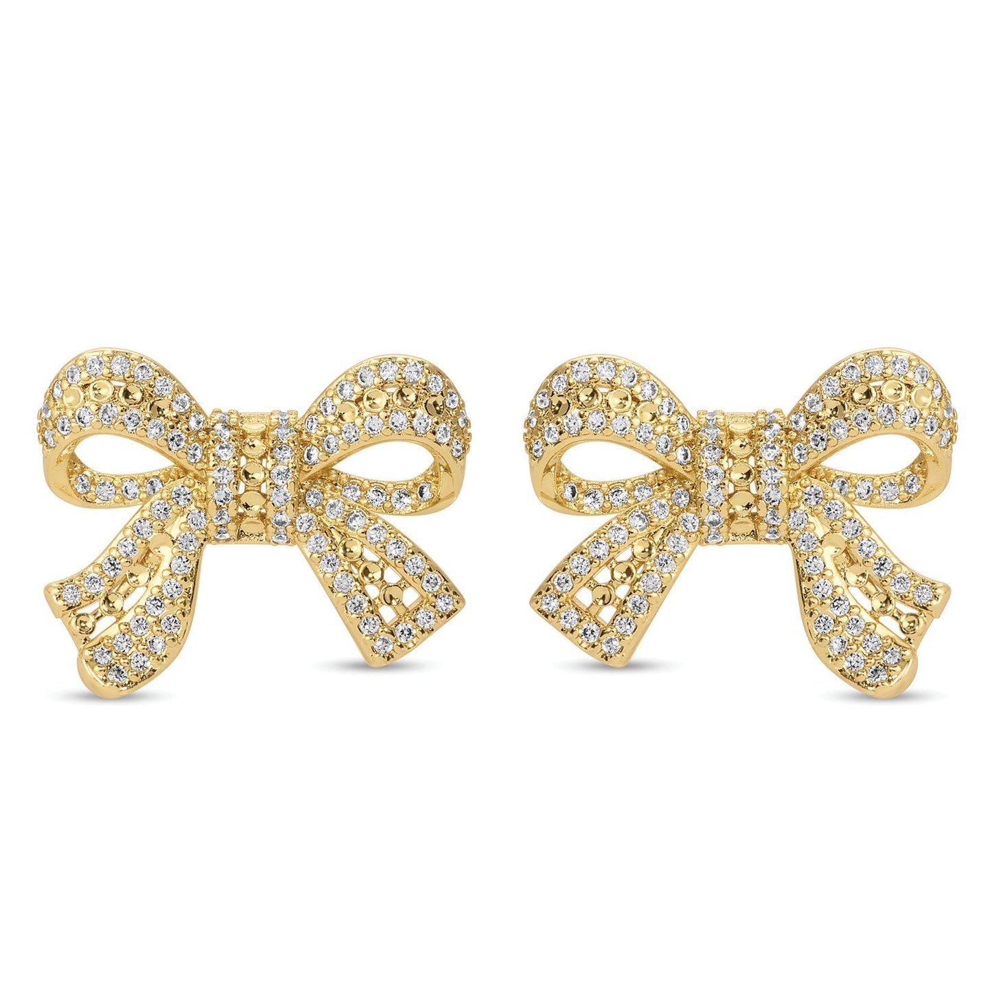 Large Pave Bow Stud Earrings