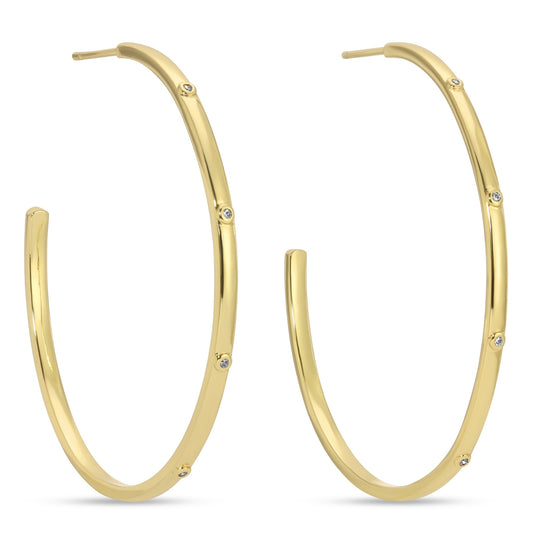 CZ Accented Large Delicate Hoops