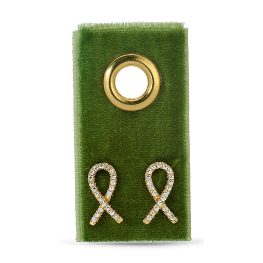 Pave Ribbon Studs on Velvet Gift Tag