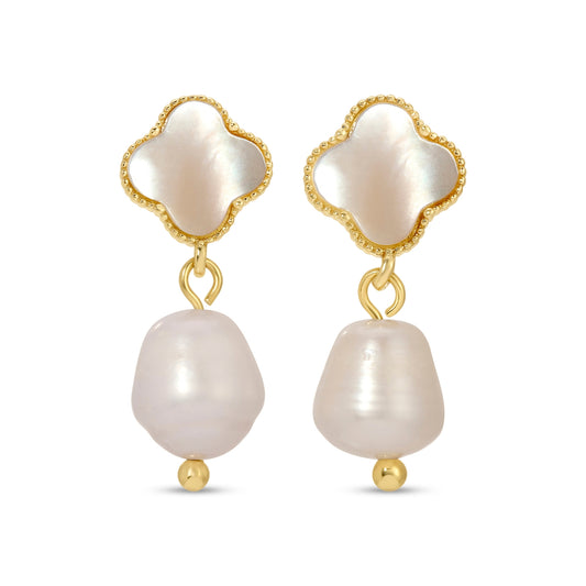 Quatrefoil with Pearl Drop Earrings