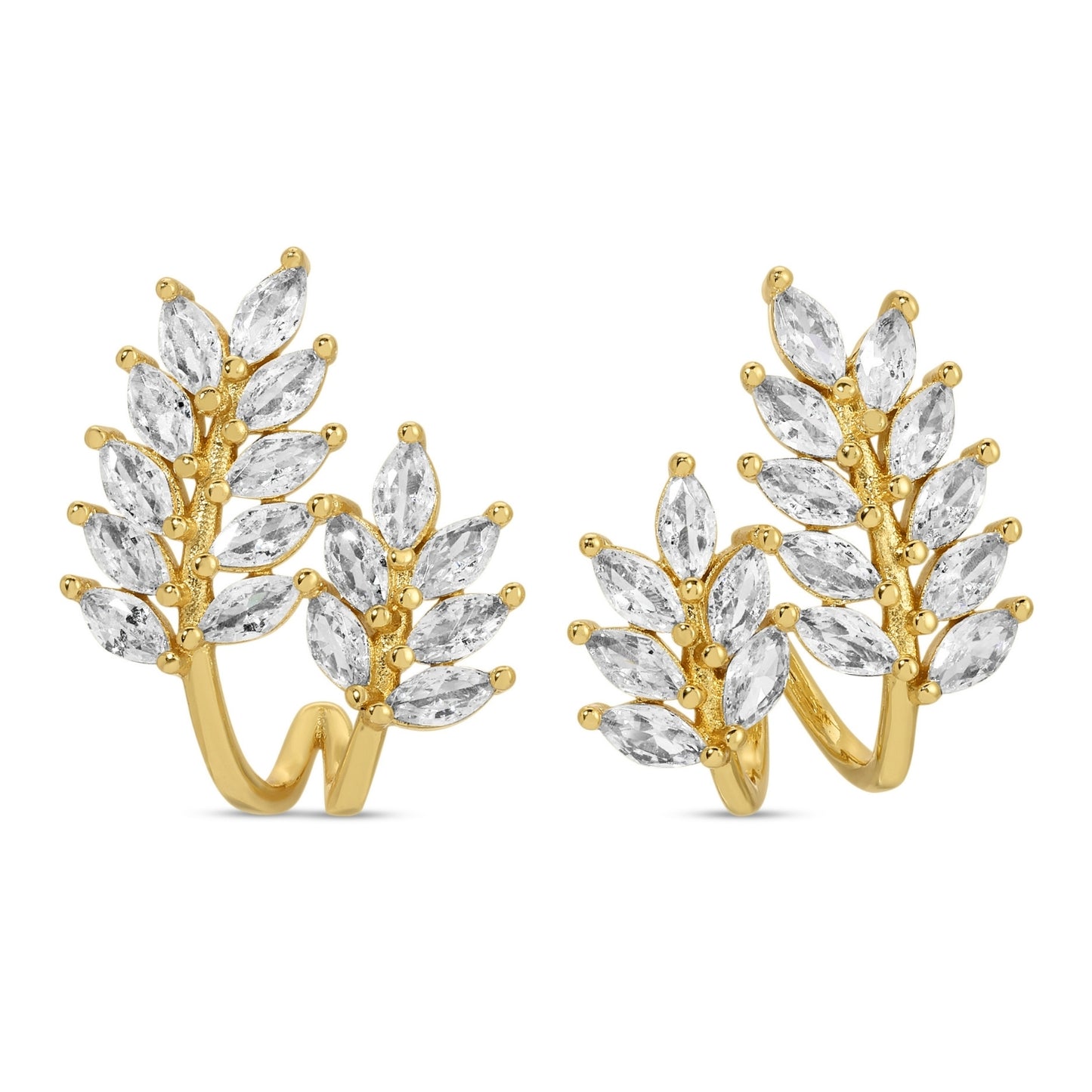 Fun with Nature, CZ Leaf Hoop Earrings