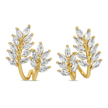 Fun with Nature, CZ Leaf Hoop Earrings