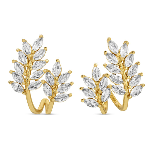 Fun with Nature, CZ Leaf Hoop Earrings