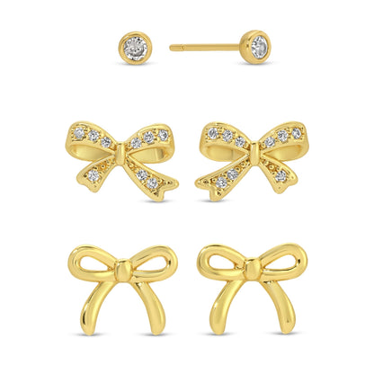 Bow Velvet Stud Set