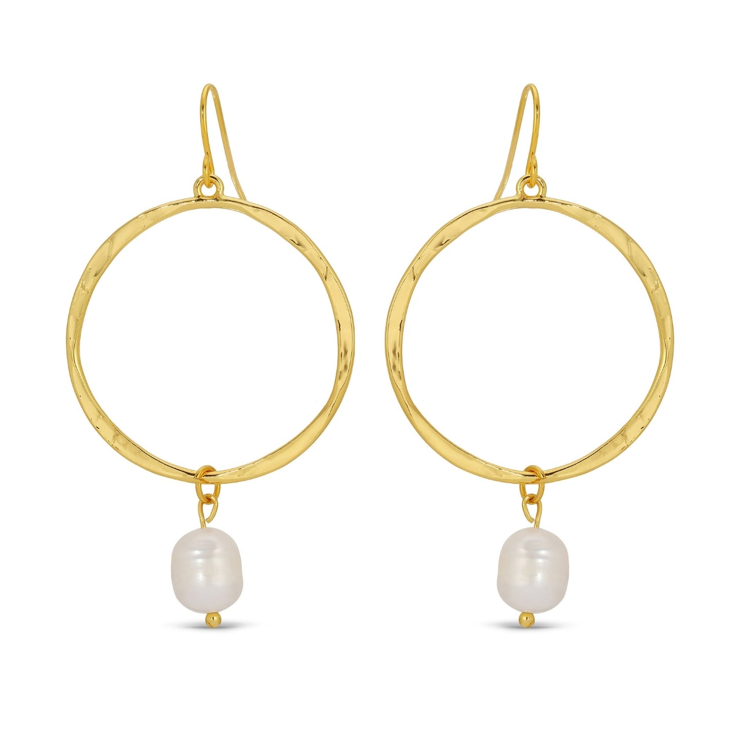 Open Drop Earrings with Pearl Charm