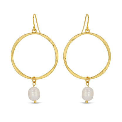 Open Drop Earrings with Pearl Charm