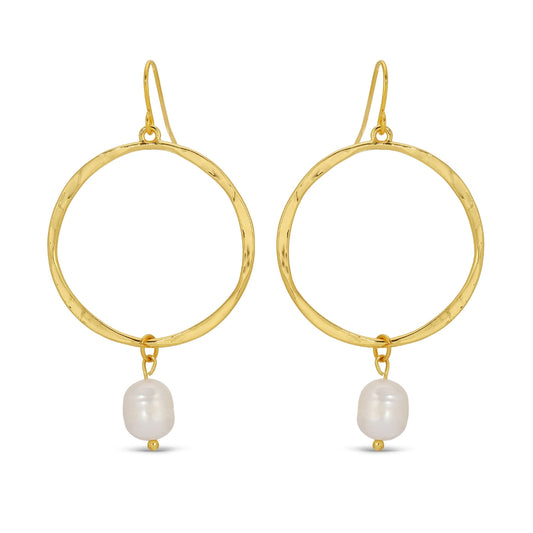 Open Drop Earrings with Pearl Charm