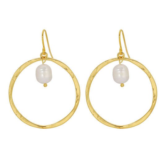 Open Drop Earrings with Pearl Charm