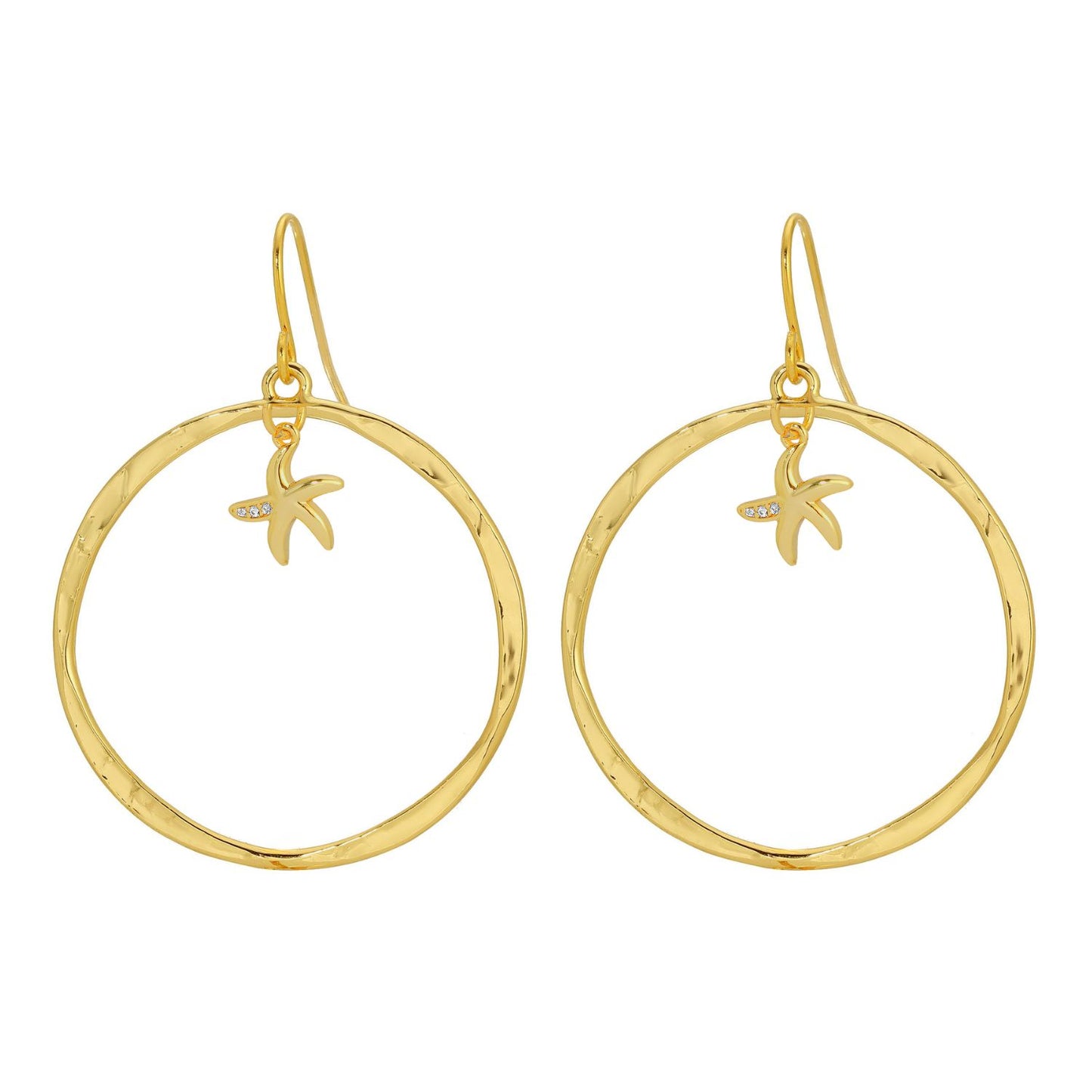 Open Drop Earrings with Starfish Charm