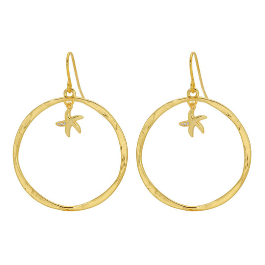 Open Drop Earrings with Starfish Charm