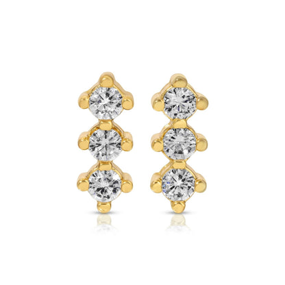 Triple CZ Bar Studs on Velvet Gift Tag