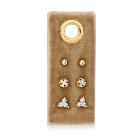 Everyday Brilliance: CZ Stud Earring Set of 3