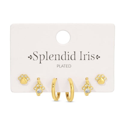Paw Print Set of 3 Earrings