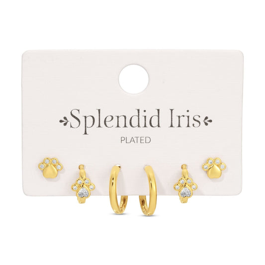 Paw Print Set of 3 Earrings