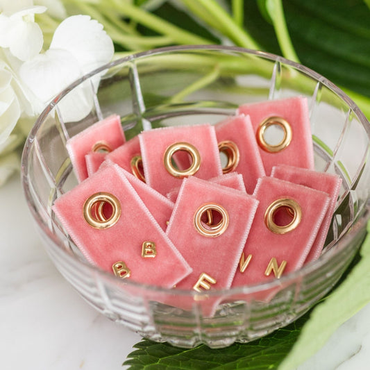 Set/32 Assorted Initial Studs on Velvet Studs