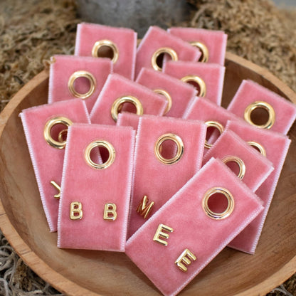 Set/32 Assorted Initial Studs on Velvet Studs