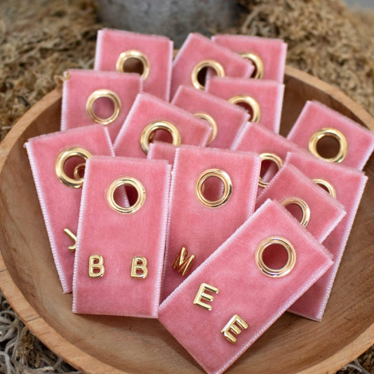 Set/32 Assorted Initial Studs on Velvet Studs