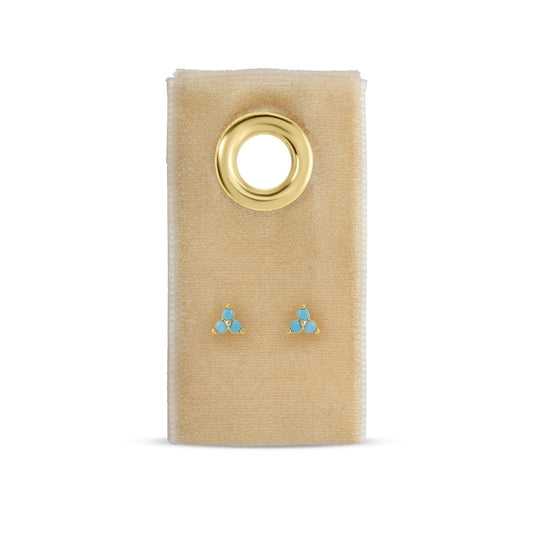 Light Blue Triple Cluster Studs on Velvet Tag