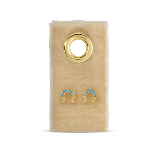Light Blue Horseshoe Studs On Velvet Gift Tag
