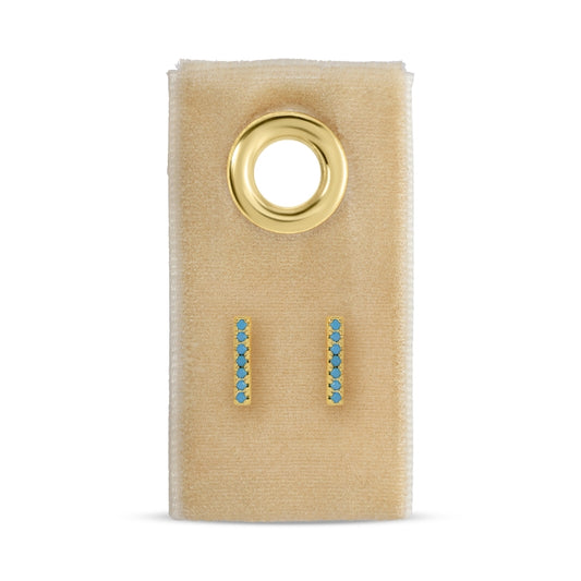 Light Blue Pavé Bar Studs On Velvet Tag