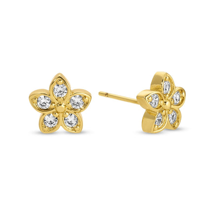 Large CZ Plumeria Studs on Velvet Tag