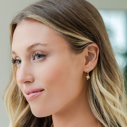 Pavé Palm Tree Huggie Earrings