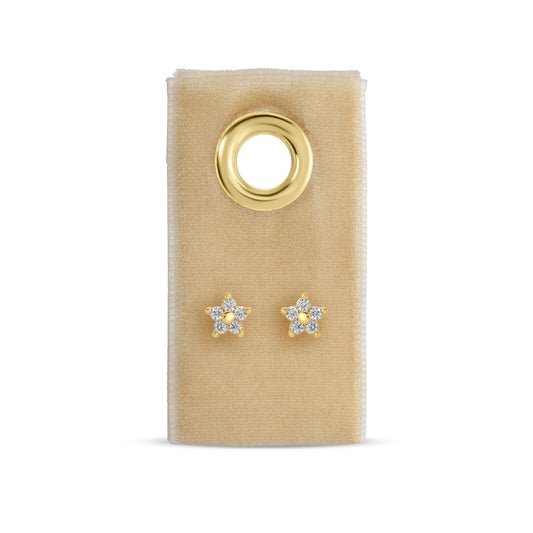 Delicate Flower Studs on Velvet Tag