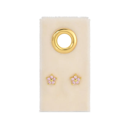 Delicate Flower Studs on Velvet Tag