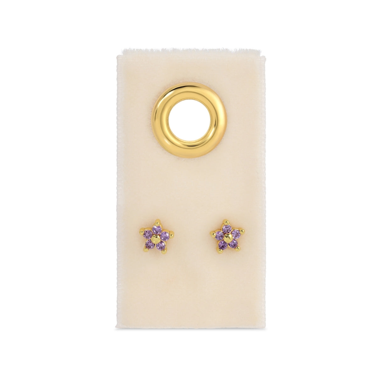 Delicate Flower Studs on Velvet Tag