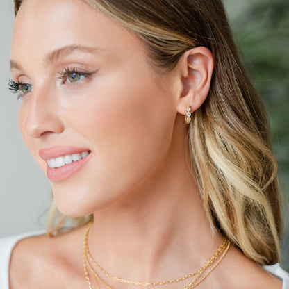 Row of Sparkling CZ Hoop Earrings