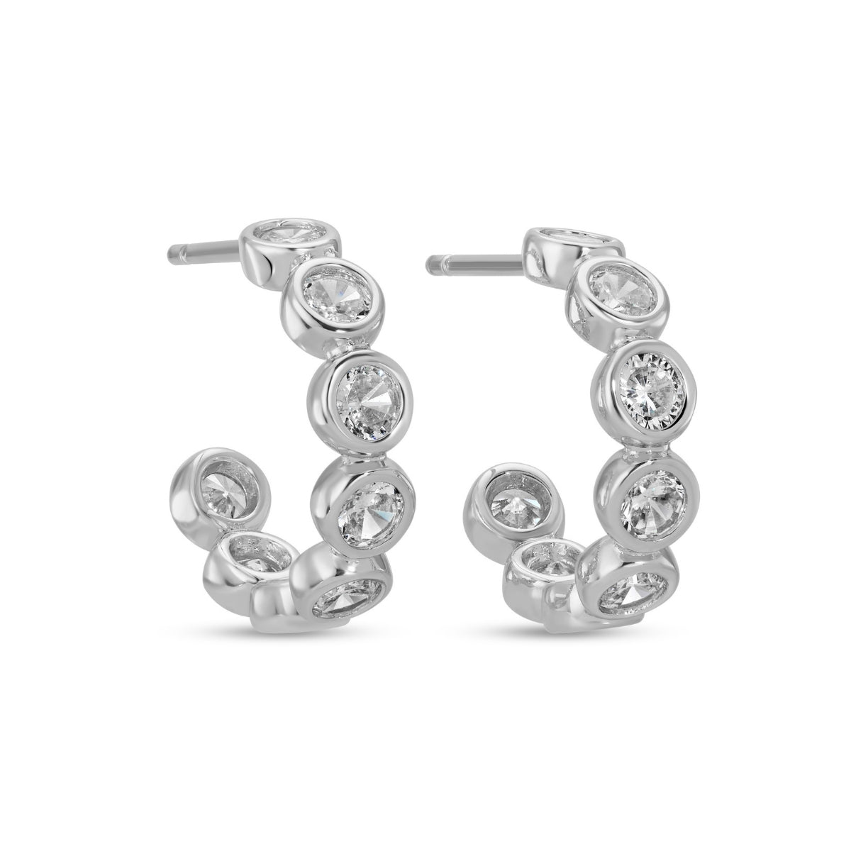 Row of Sparkling CZ Hoop Earrings