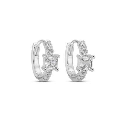 Pavé Huggies with Square Cubic Zirconia