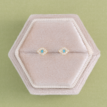 CZ Evil Eye Studs on Velvet Tag