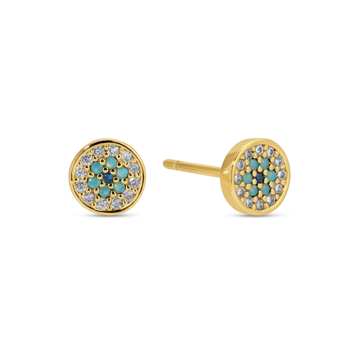Round Evil Eye Studs on Velvet Tag