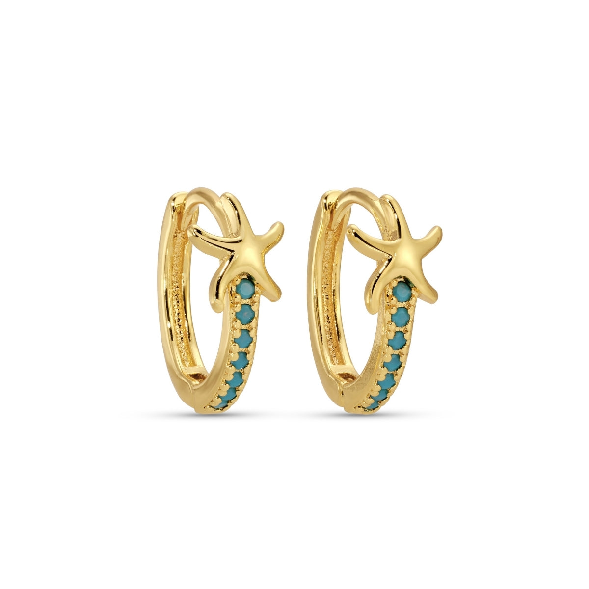 Starfish Accented Pavé Huggies