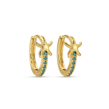 Starfish Accented Pavé Huggies