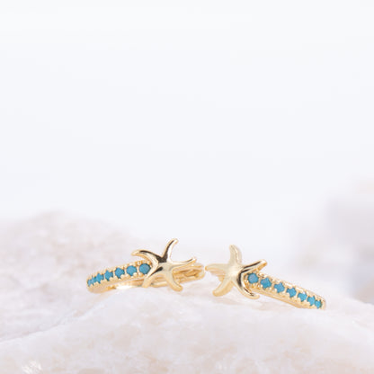 Starfish Accented Pavé Huggies