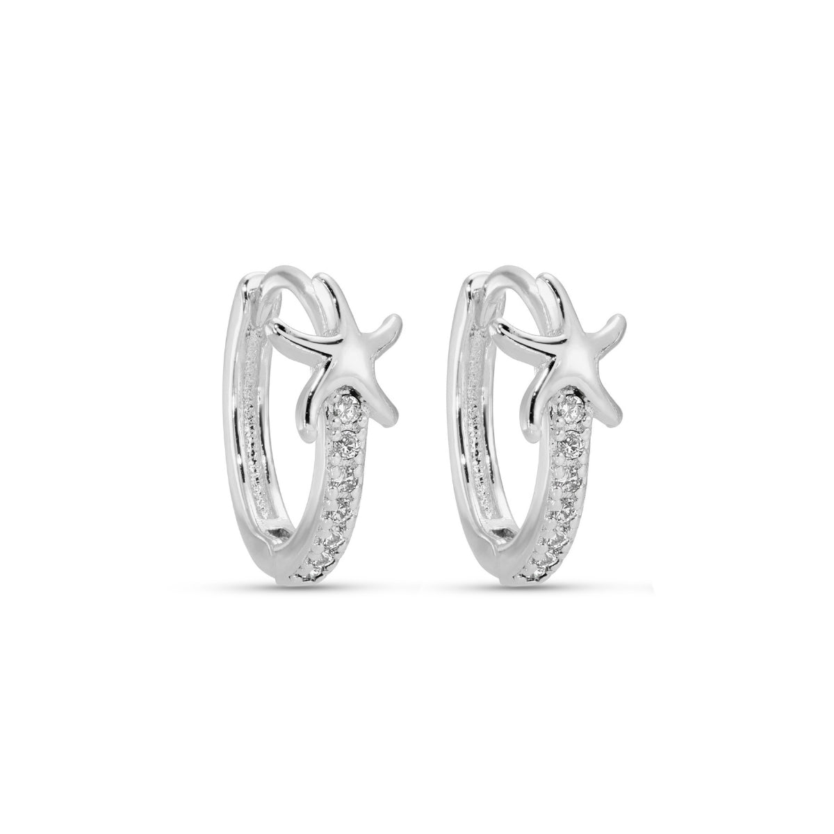 Starfish Accented Pavé Huggies
