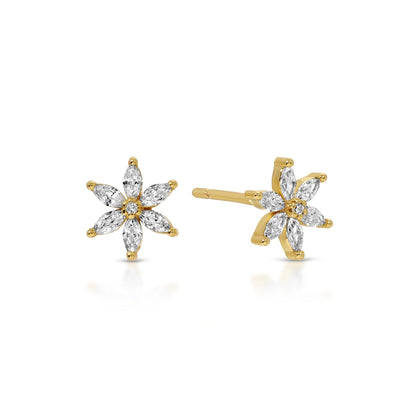 Marquise Cubic Zirconia Flower Studs on Velvet Tag