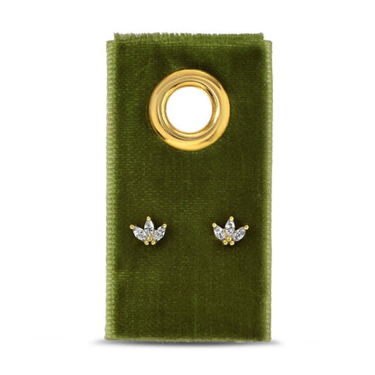 Triple Marquise Cubic Zirconia Studs on Velvet Tag