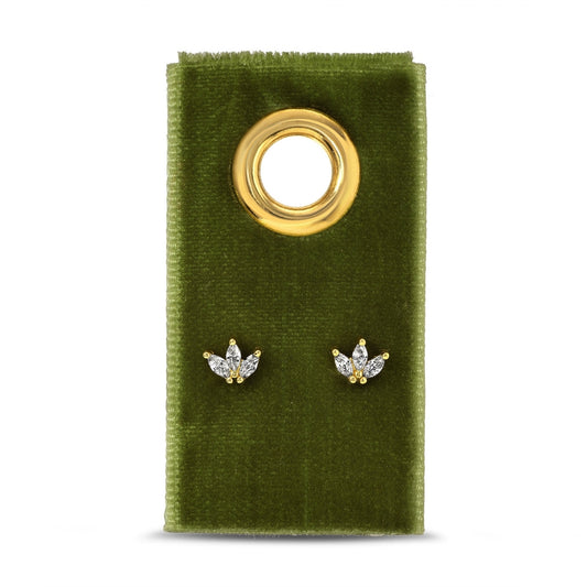 Triple Marquise Cubic Zirconia Studs on Velvet Tag