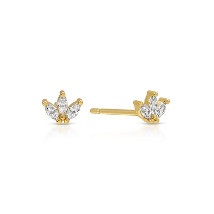 Triple Marquise Cubic Zirconia Studs on Velvet Tag