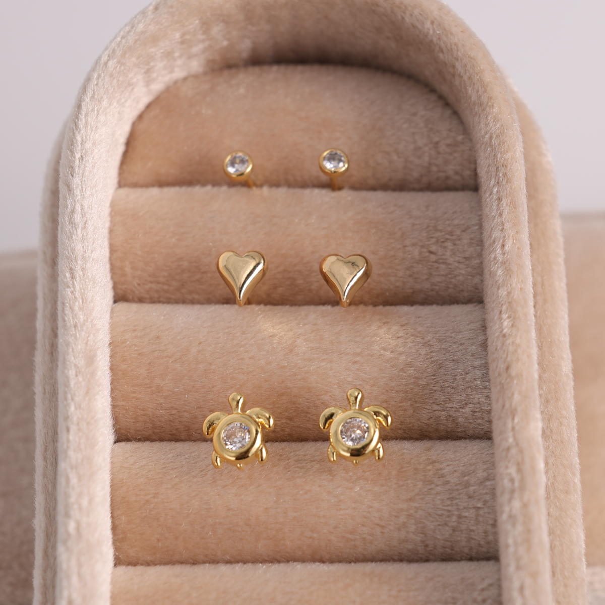 Ocean Love Stud Set | Sparkling Heart, Sea Turtle, and CZ Trio