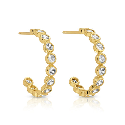 Row of Sparkling CZ Hoop Earrings
