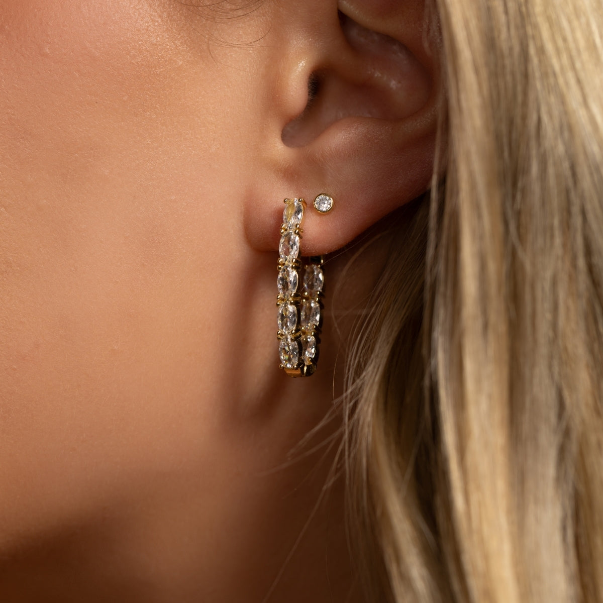 Long Marquise Hoop Earrings