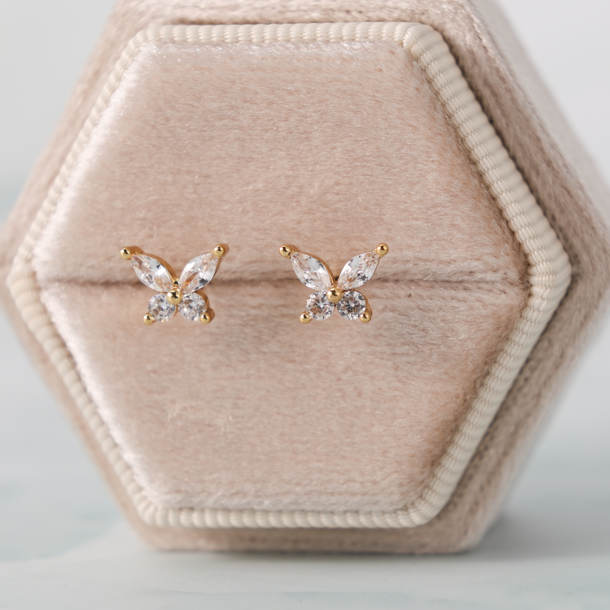 Butterfly Studs on Velvet Tag