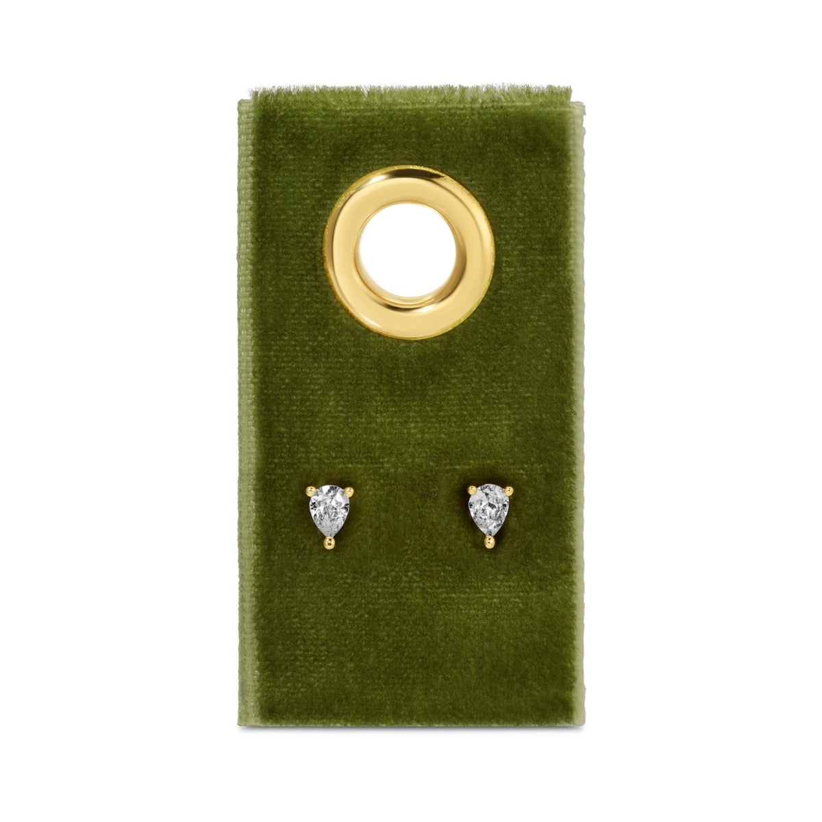 Minimalist Teardrop Faux Diamond Studs on Velvet Tag