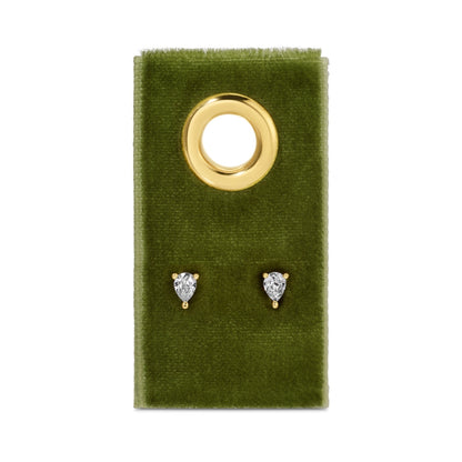 Minimalist Teardrop Faux Diamond Studs on Velvet Tag