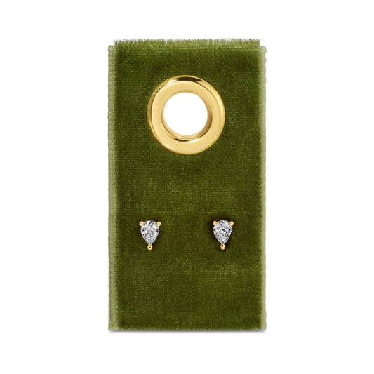 Minimalist Teardrop Faux Diamond Studs on Velvet Tag