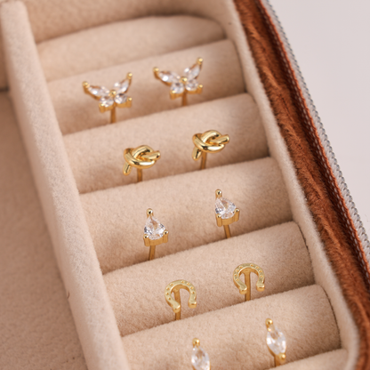 Minimalist Teardrop Faux Diamond Studs on Velvet Tag